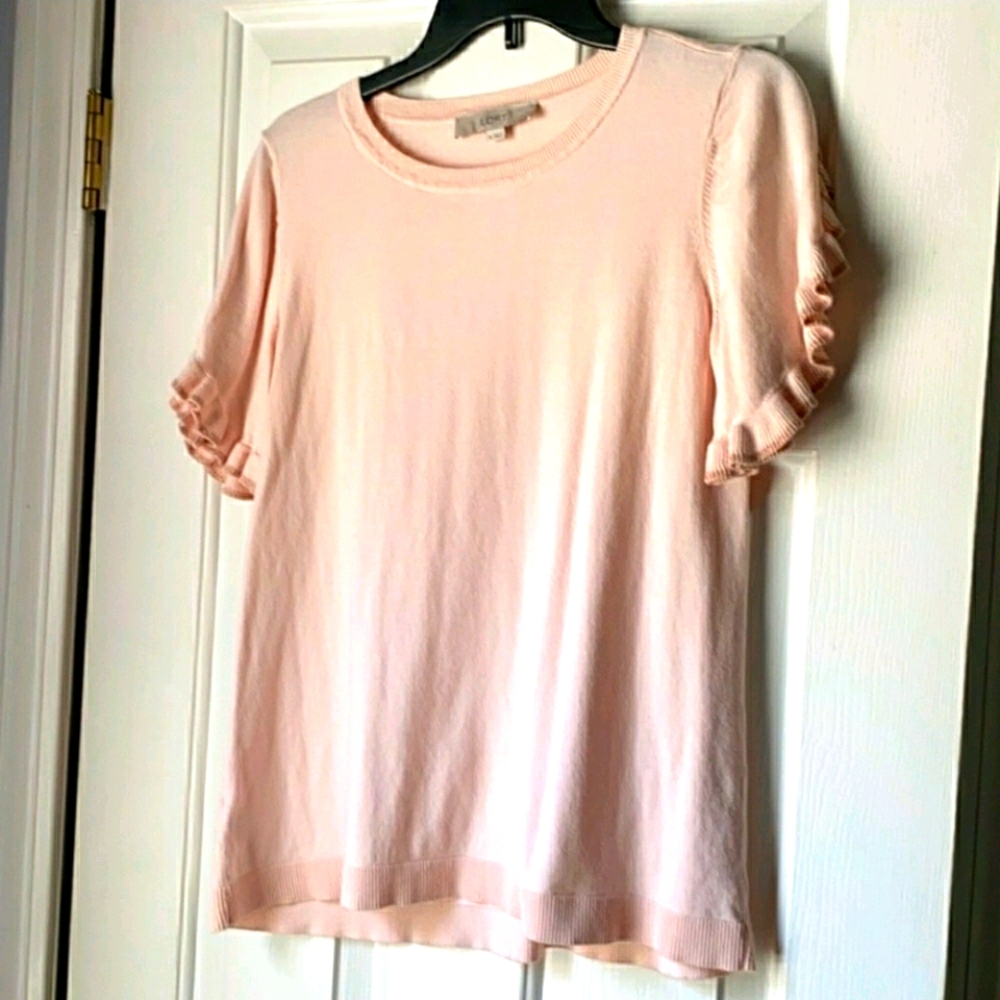 Rose gold light pink ruffled sweater
